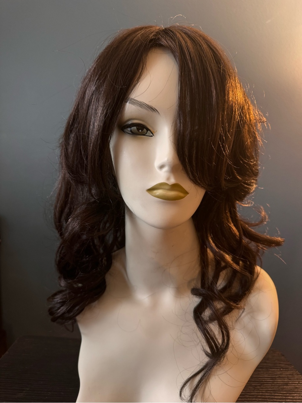 Women's Wavy Mid-Length Fashion Wig in Dark Brown BLISS 4